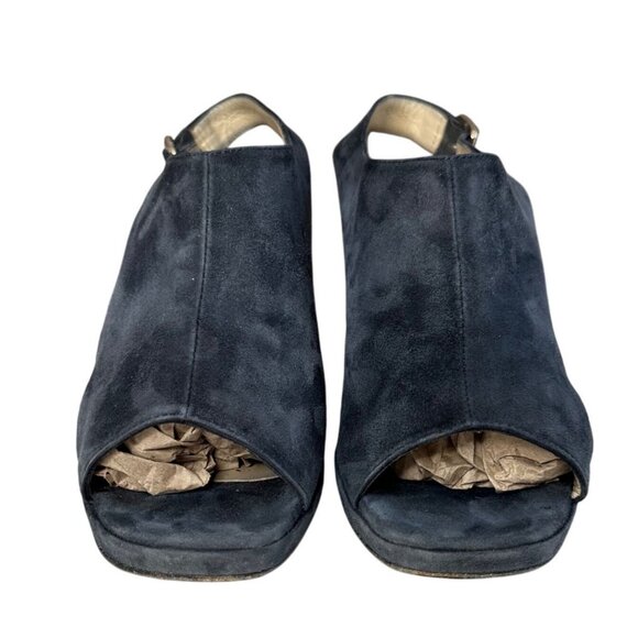 Hobbs London Kali Suede Slingback Heels Size 38 (US 7.5) Navy Blue Dress Shoes - Picture 4 of 10